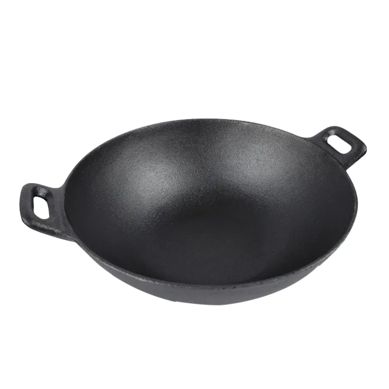 30cm Cast Iron Wok Frying Pan