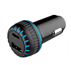 USB-A/Type-C Fast Car Charger with Display - 24 Pcs