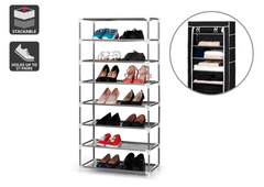 8 Tiers Fabric Shoe Rack and Storage Wardrobe (Black)