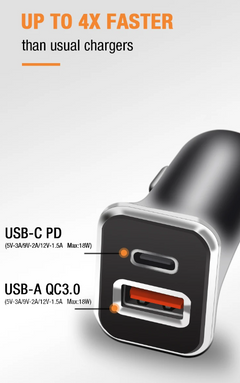 36W PD Type C Fast Charging USB Dual Car Charger