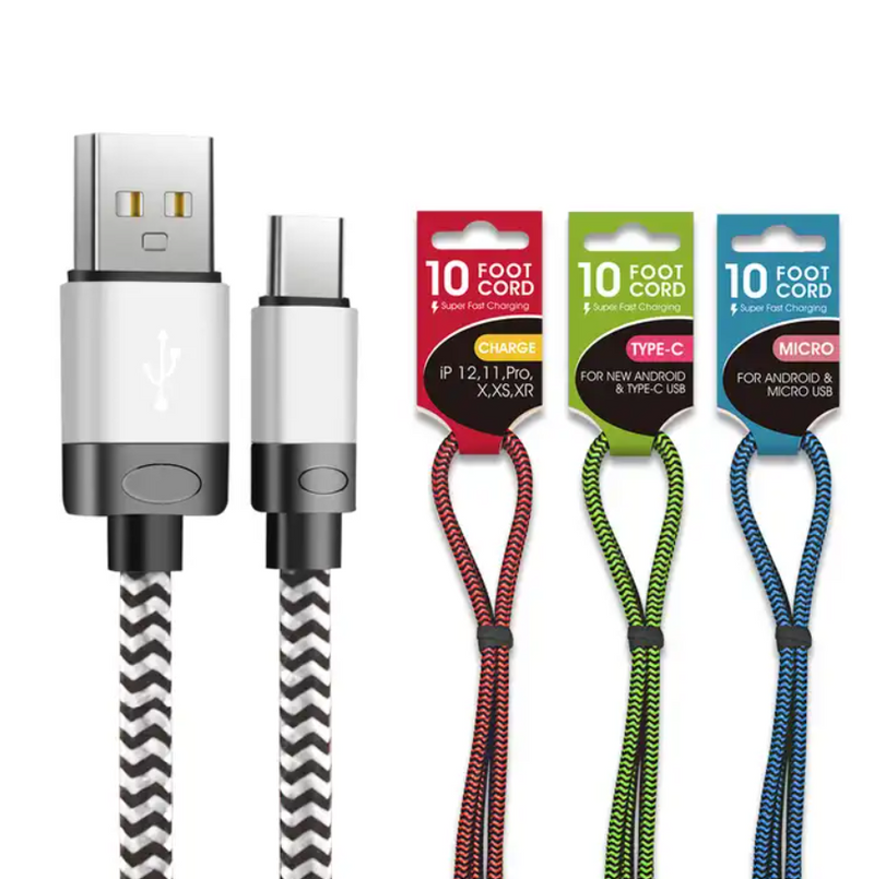USB to Type C 3M 10FT Charging Cable