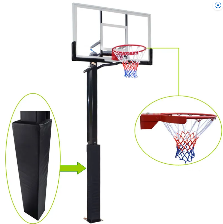 Inground Basketball Stand Basketball Hoop Tempered Glass Backboard