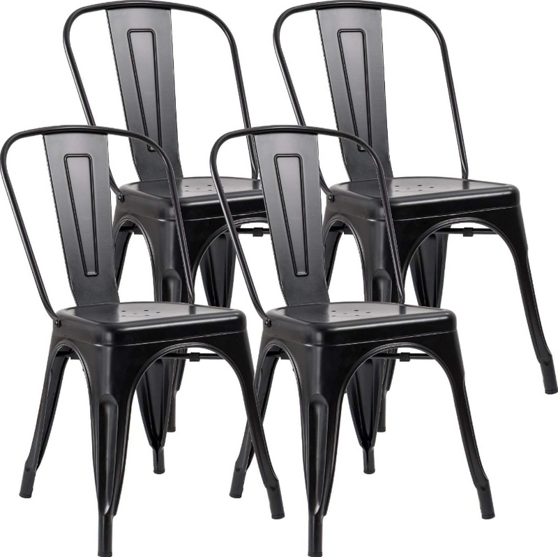 Metal Dining Room Kitchen Bar Cafe Chairs Set of 4