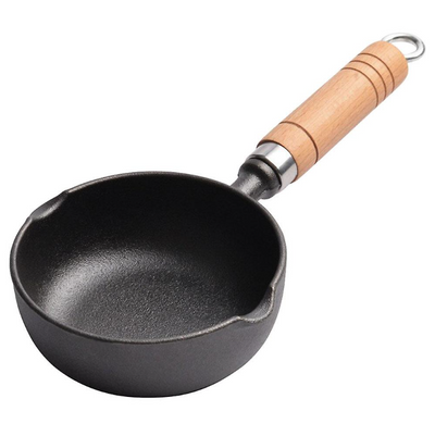 18CM Cast Iron Pot With Wooden Handle Stockpan
