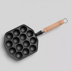 14-Hole Mini Octopus Ball Frying Pan With Wooden Handle