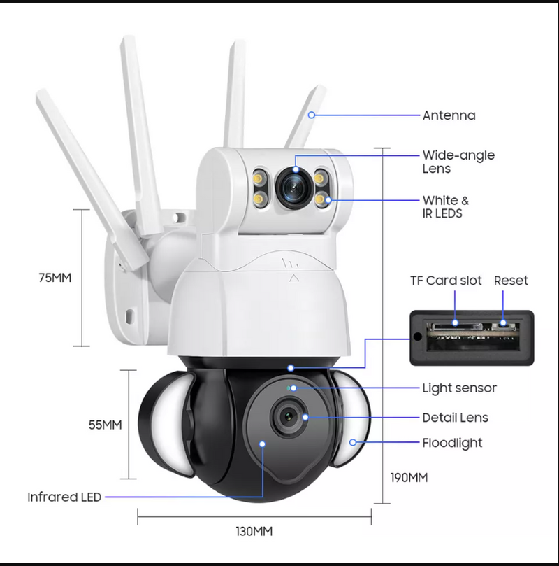 4MP Panoramic CCTV Outdoor Dome Security Surveillance Wireless Wifi IP Camera