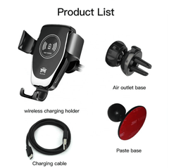Car Phone Holder With Wireless 10W Fast Charger For iPhone Samsung