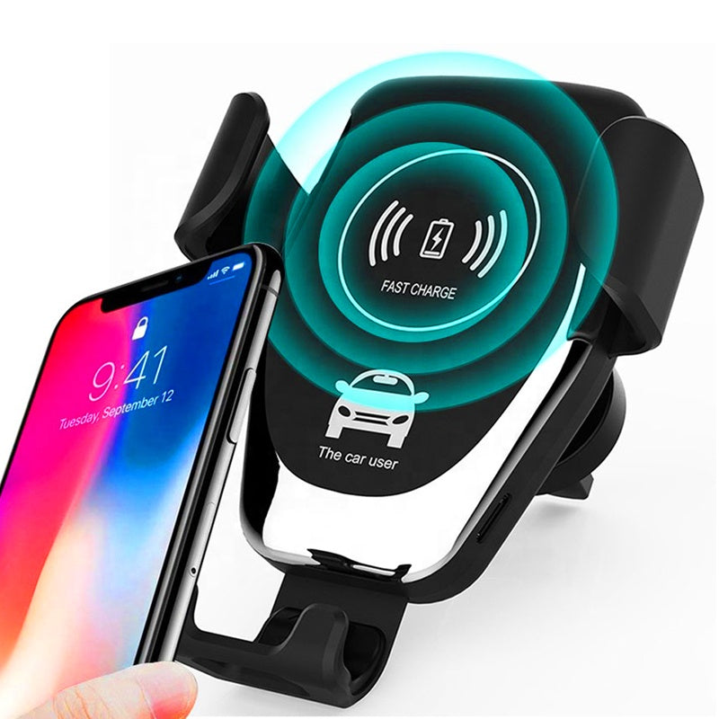 Car Phone Holder With Wireless 10W Fast Charger For iPhone Samsung