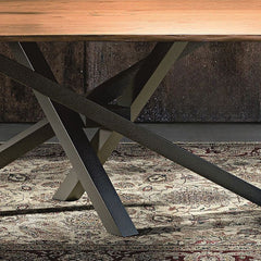 Rectangle Pine Wood Table with Black Metal Legs for Dining Room, Kitchen & Office