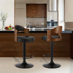 Bar Stools Kitchen Swivel Barstool Chair Gas Lift Metal Leather chair set of 2 pieces