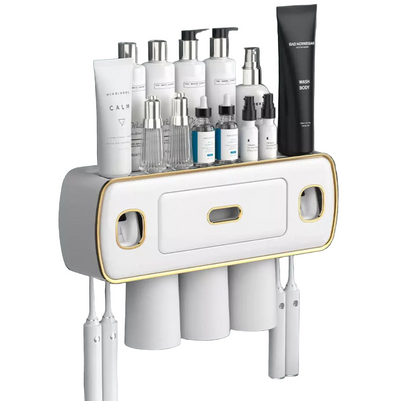 3-Cup Toothbrush Holder – Bathroom Organizer Stand white