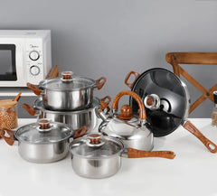 German Cookware Set 6 Pieces With Glass Lid Promo +  Snap Deal.