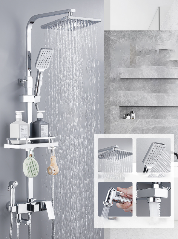 Shower set with faucet and fourspeed shower head Snap Deal