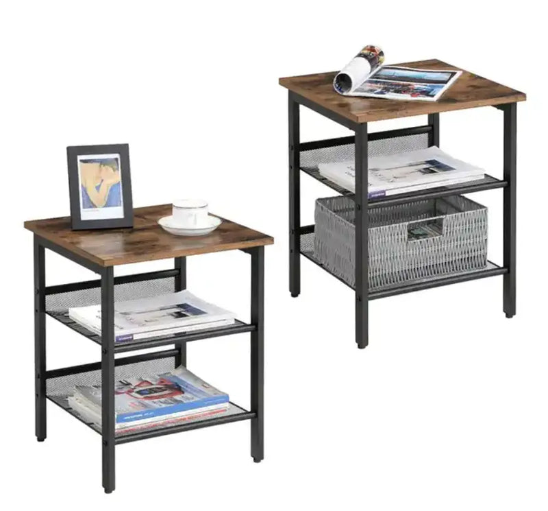 Rustic Brown Bedside Table Sofa Table Set of 2 PCs VASAGLE Promo +  Snap Deal.