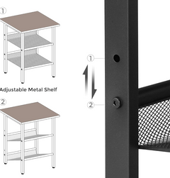 Bedside Sofa Side End Table Set of 2 PCs Vasagle