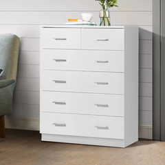 Chest of Drawers 6 Drawer White Tallboy +  Snap Deal.