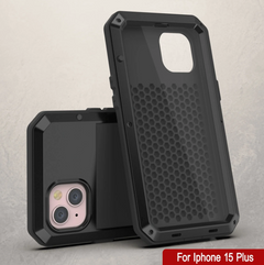 iPhone 15 Plus Metal Case Heavy Duty Armor Shockproof Case