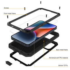 Diagram of a phone case with labeled parts on a white background