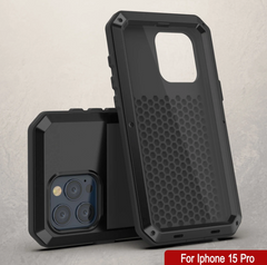 iPhone 15 Pro Metal Case Heavy Duty Armor Shockproof Case
