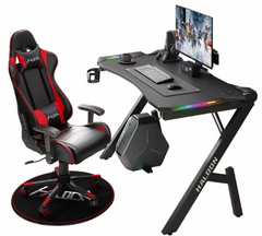 Gaming Desk with LED Lights Computer Desk K Shaped Desk
