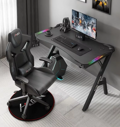 Gaming Desk with LED Lights Computer Desk K Shaped Desk