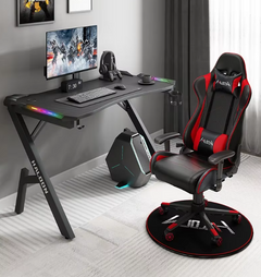Gaming Desk with LED Lights Computer Desk K Shaped Desk
