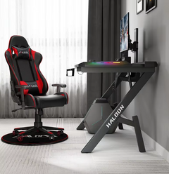 Gaming Desk with LED Lights Computer Desk K Shaped Desk