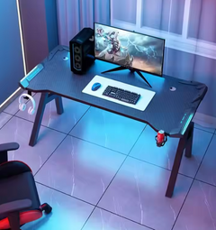 Gaming Desk with LED Lights Computer Desk K Shaped Desk