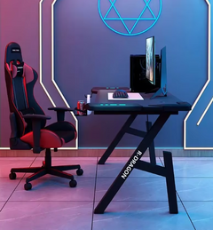 Gaming Desk with LED Lights Computer Desk K Shaped Desk