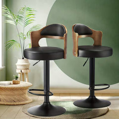 Bar Stools Kitchen Swivel Barstool Chair Gas Lift Metal Leather chair set of 2 pieces