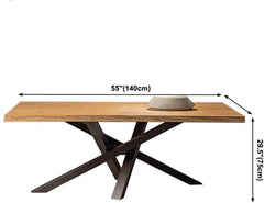 Rectangle Pine Wood Table with Black Metal Legs for Dining Room, Kitchen & Office