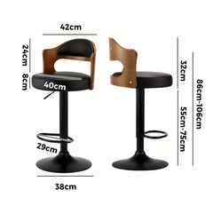 Bar Stools Kitchen Swivel Barstool Chair Gas Lift Metal Leather chair set of 2 pieces