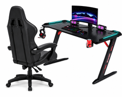 Gaming Desk with RGB Lights & Relaxio Gaming Chair – Black Combo set