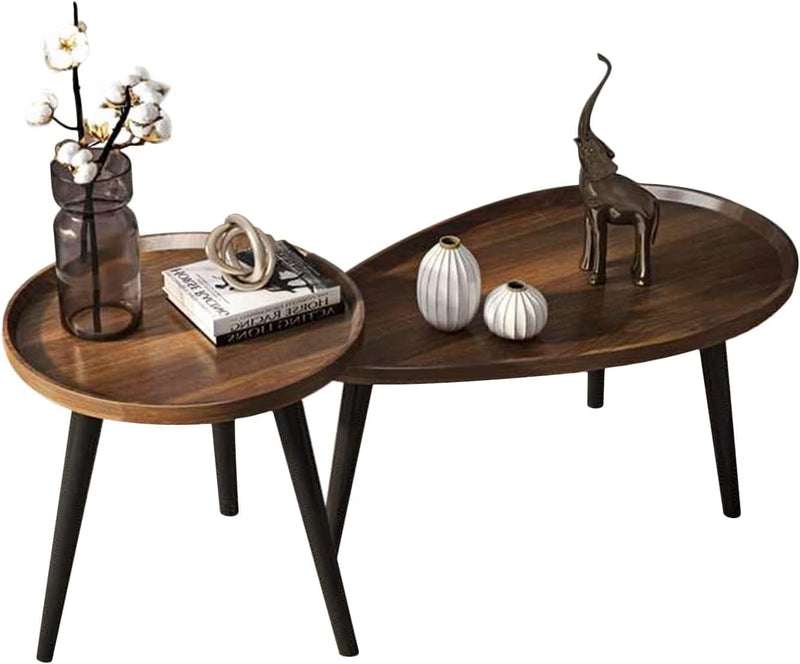 Round Nesting Coffee Tables Set of 2 for Living Room Display Flowers Lamp