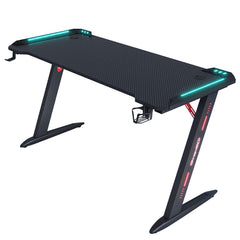 Gaming Desk with RGB Lights & Relaxio Gaming Chair – Black Combo set