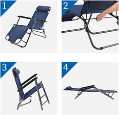 Beach Chair with Adjustable Backrest Pillow