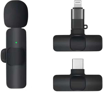 2 in 1 Portable Mini Clip-On Microphone Wireless Recording Live Stream Vlogs Microphone