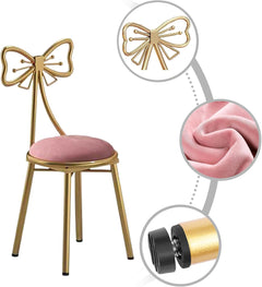 Pink Dressing Makeup Stool Bedroom Backrest Princess Chair