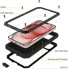 iPhone 15 Metal Case Heavy Duty Armor Shockproof Case