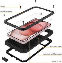 iPhone 15 Plus Metal Case Heavy Duty Armor Shockproof Case