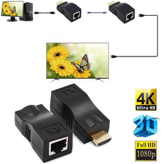 30M 4K HDMI Extender Over Cat-6/6A RJ45 Network LAN Ethernet Adapter +  Snap Deal.