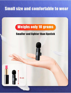 2 in 1 Portable Mini Clip-On Microphone Wireless Recording Live Stream Vlogs Microphone