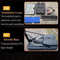 Adjustable Portable Basketball Hoop 2.6 M