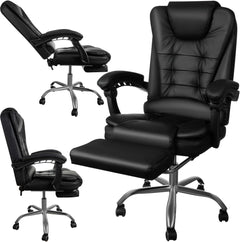 Leather Executive Office Chair With Foot Rest