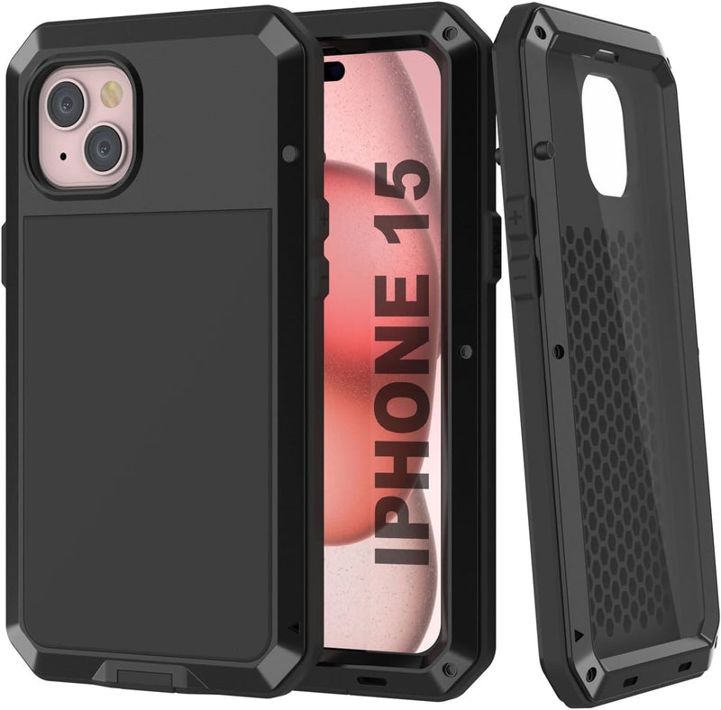 iPhone 15 Metal Case Heavy Duty Armor Shockproof Case