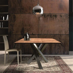 Rectangle Pine Wood Table with Black Metal Legs for Dining Room, Kitchen & Office