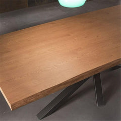 Rectangle Pine Wood Table with Black Metal Legs for Dining Room, Kitchen & Office