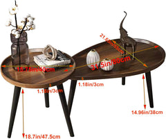 Round Nesting Coffee Tables Set of 2 for Living Room Display Flowers Lamp