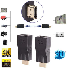 30M 4K HDMI Extender Over Cat-6/6A RJ45 Network LAN Ethernet Adapter +  Snap Deal.