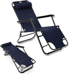 Beach Chair with Adjustable Backrest Pillow